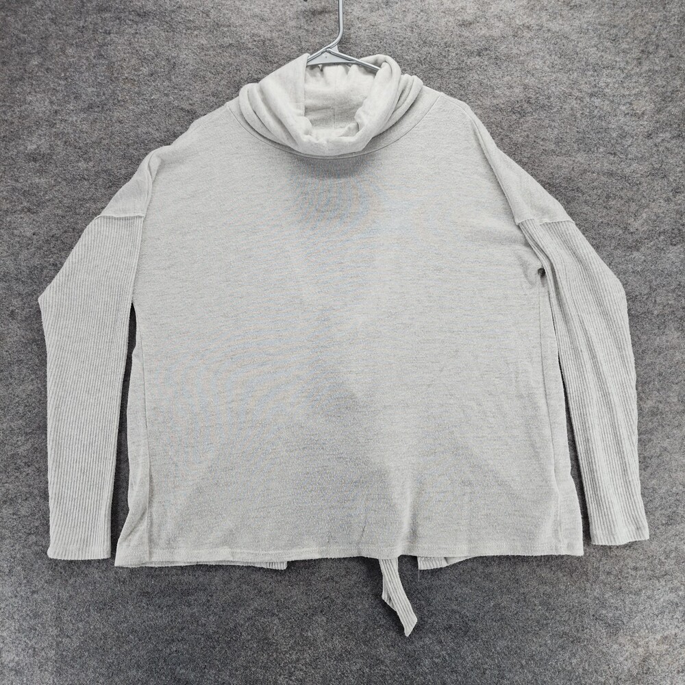 Miss Me Sweater Womens Large Gray Long Sleeve Cowl Neck Open Back